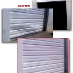 This door was reshaped by a fork lift, we installed new repair panels and balanced the door.